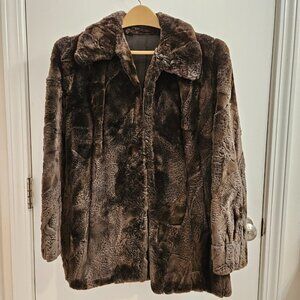 Vintage Genuine Sectioned Seal Fur coat Brown (70s / 80s) - Size XS
